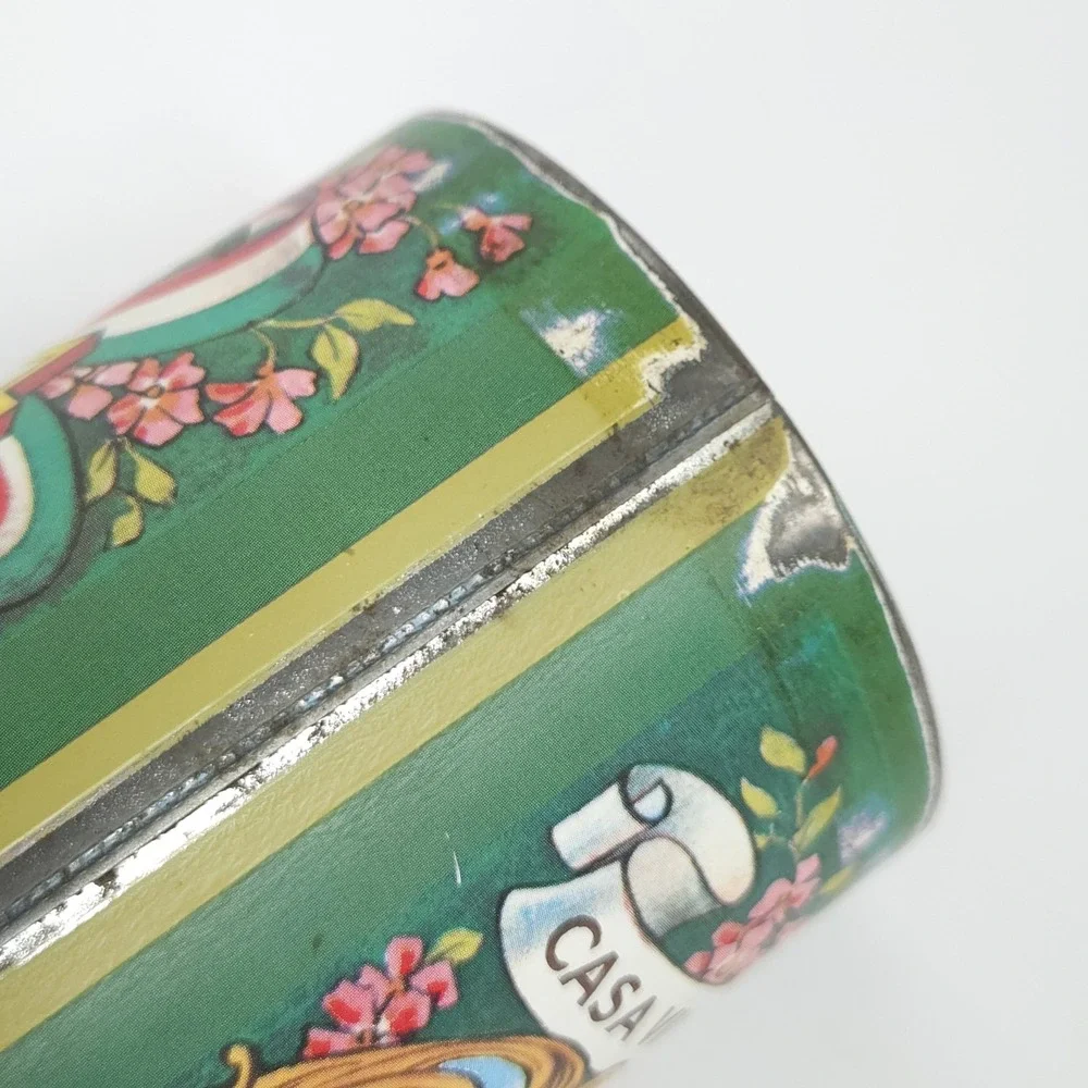 Vtg Pasta Spaghetti Storage Tin Canister Scenic Italy Retro Cottage Decor 11x3